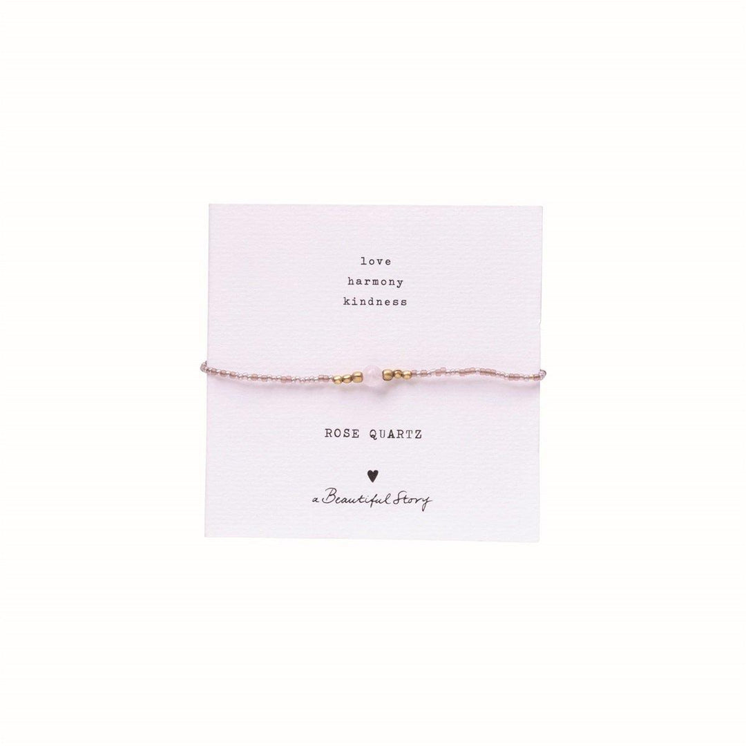 Armband Iris Card Rosenquarz Goldfarbig von A Beautiful Story