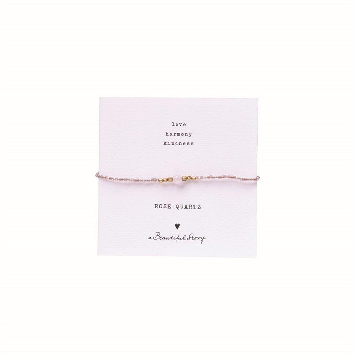 Armband Iris Card Rosenquarz Goldfarbig von A Beautiful Story