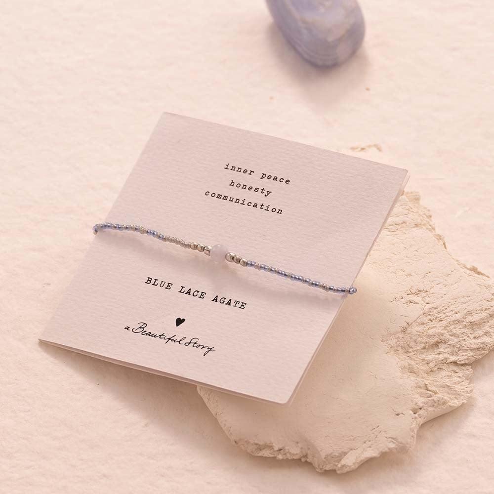 Armband Iris Card Blaue Spitzenachat Silber von A Beautiful Story