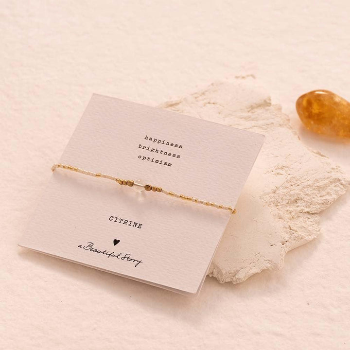 Armband Iris Card Citrin Goldfarbig von A Beautiful Story mit Stein