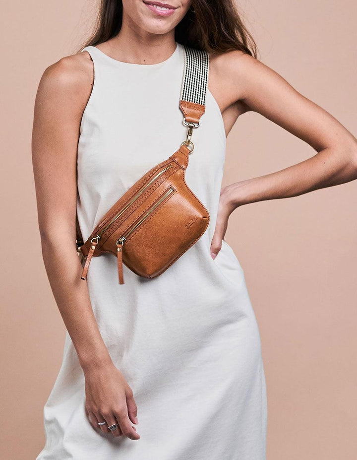 Bauchtasche vegan Becks Bum Bag Apple Leather Cognac von O MY BAG 4