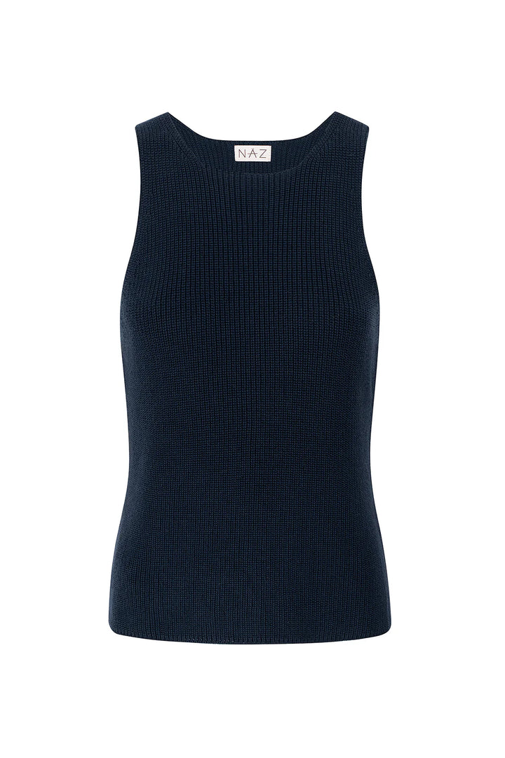 Claire Halter Knit Top Navy