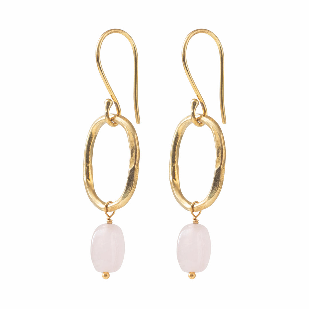 Graceful Rosenquarz Gold Ohrringe von A Beautiful Story