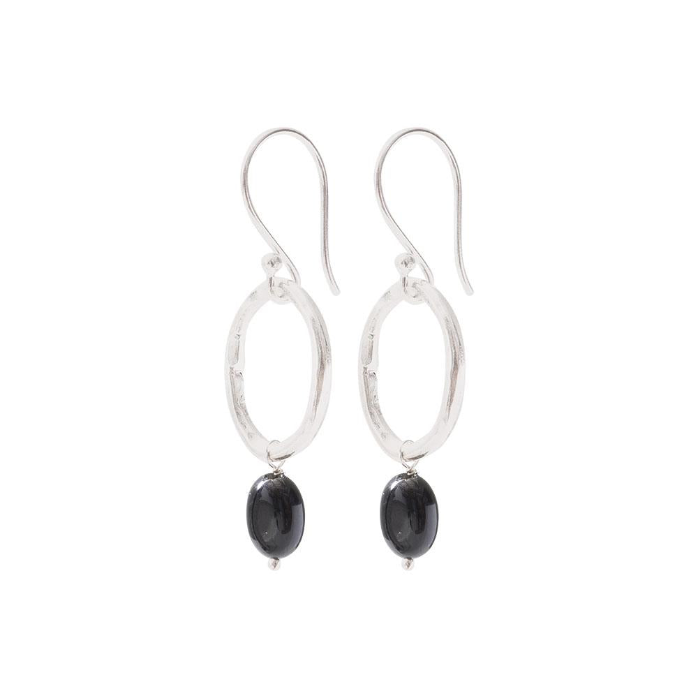 Graceful Schwarzer Onyx Silber Ohrringe von A Beautiful Story