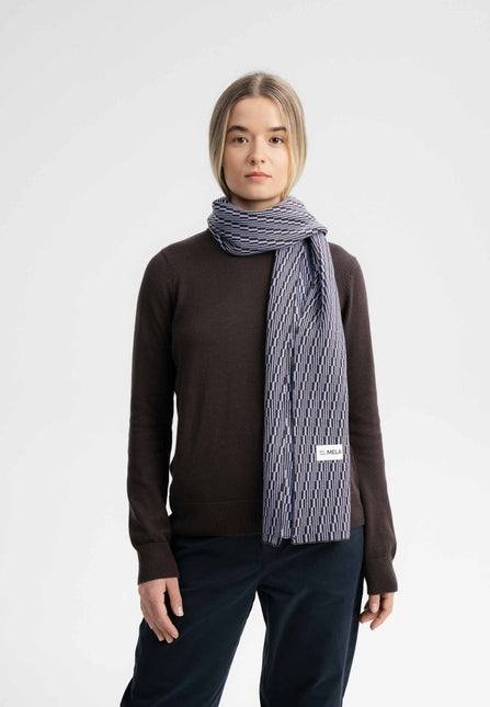 Jacquard Rippstrick Schal ASMEE Dunkelbraune Linien von MELA 1