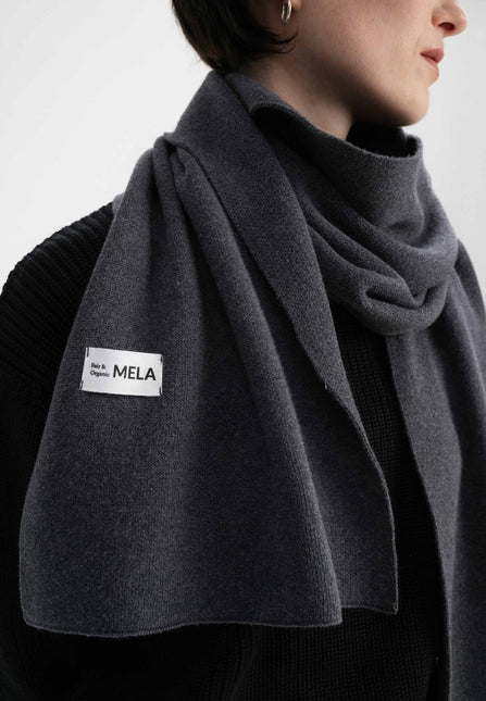 Jacquard Rippstrick Schal ASMEE anthrazit melange von MELA 1