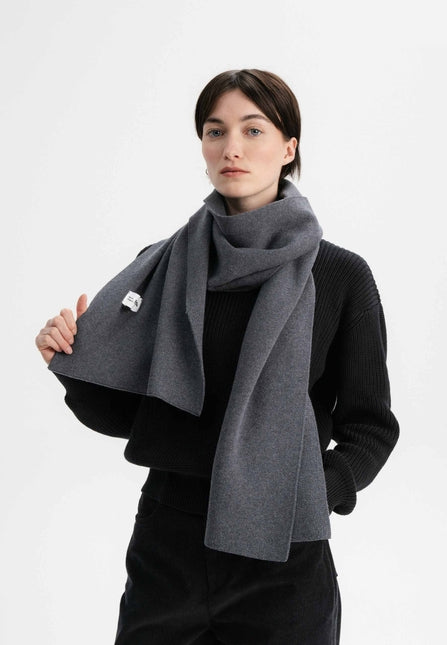 Jacquard Rippstrick Schal ASMEE anthrazit melange von MELA 2