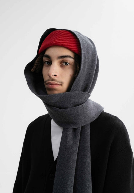 Jacquard Rippstrick Schal ASMEE anthrazit melange von MELA 3