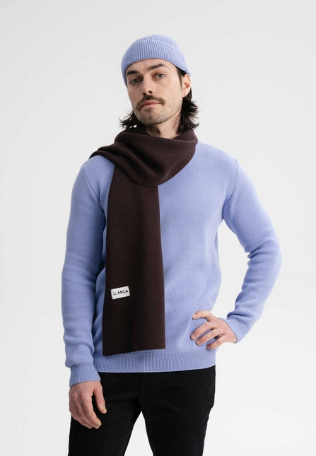 Jacquard Rippstrick Schal ASMEE dunkelbraun von MELA 2