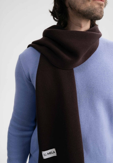 Jacquard Rippstrick Schal ASMEE dunkelbraun von MELA 3