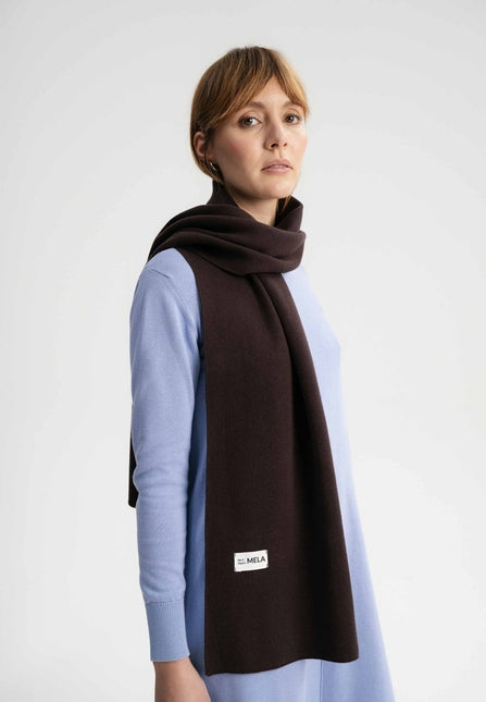 Jacquard Rippstrick Schal ASMEE dunkelbraun von MELA
