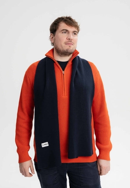 Jacquard Rippstrick Schal ASMEE navy von MELA 1
