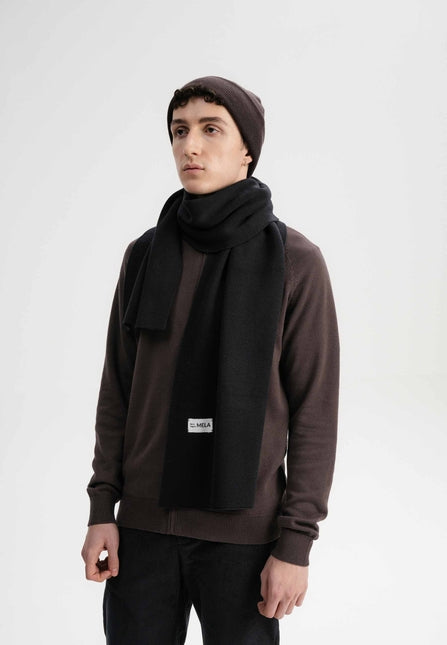 Jacquard Rippstrick Schal ASMEE schwarz von MELA 2