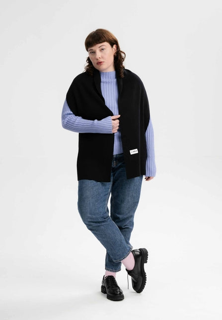 Jacquard Rippstrick Schal ASMEE schwarz von MELA