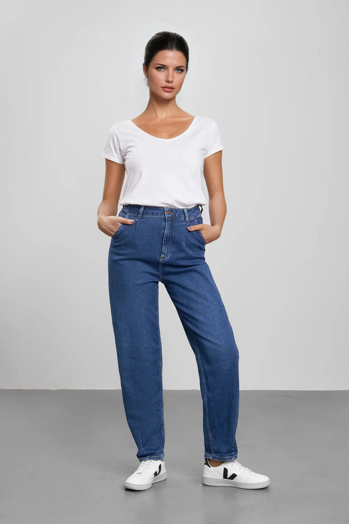 Jeans BEL:LA Balloon High Waist Medium Blue von Feuervogl