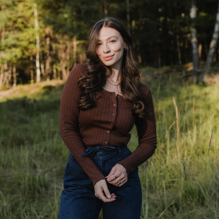 Jersey Cardigan Vida Braun von Nordlicht