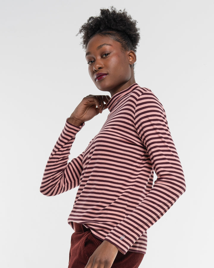 Langarmshirt Ringel Turtleneck Woodrose von Alma & Lovis   4