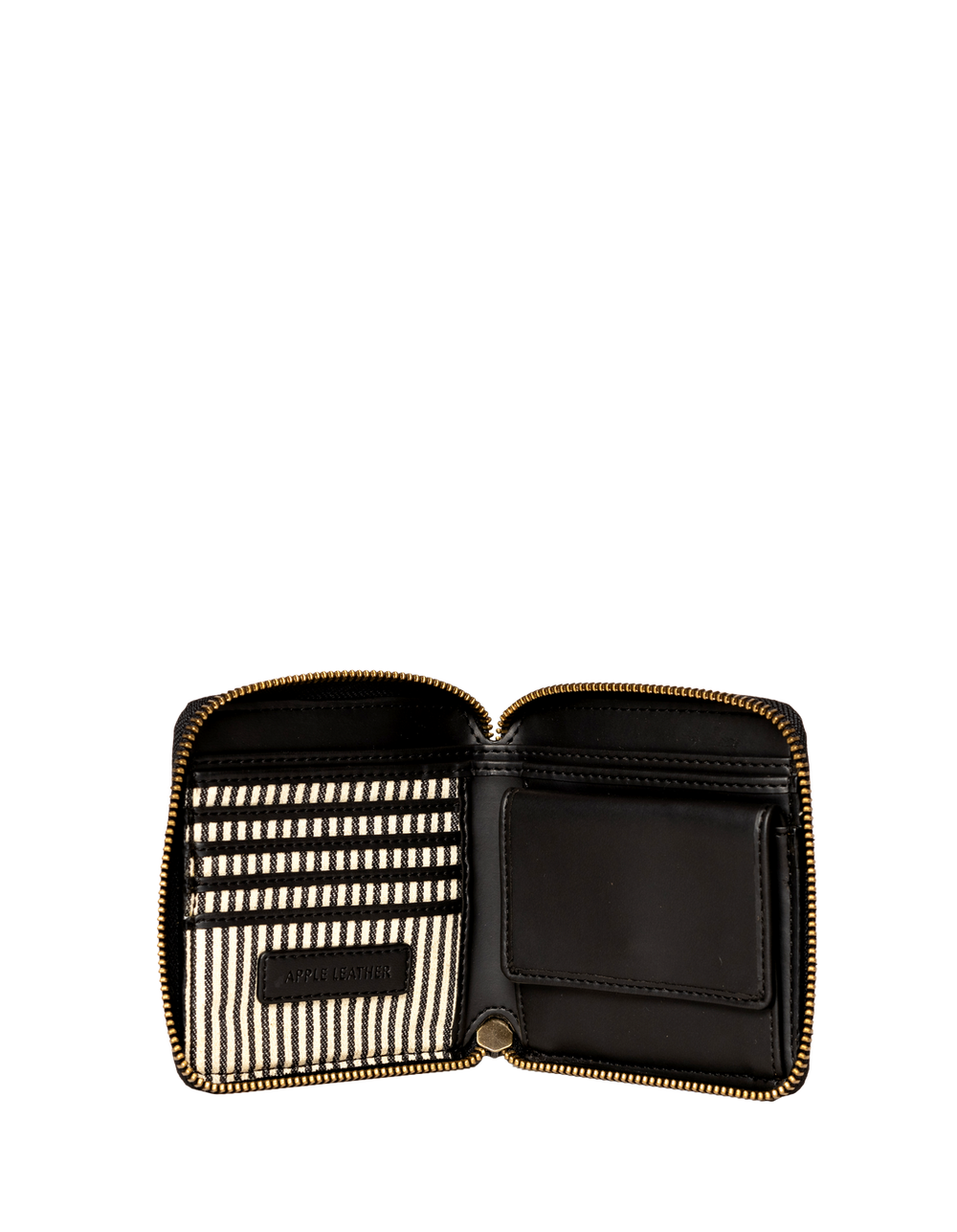 Portemonnaie vegan Sonny Square Apfelleder Schwarz von O MY BAG offen