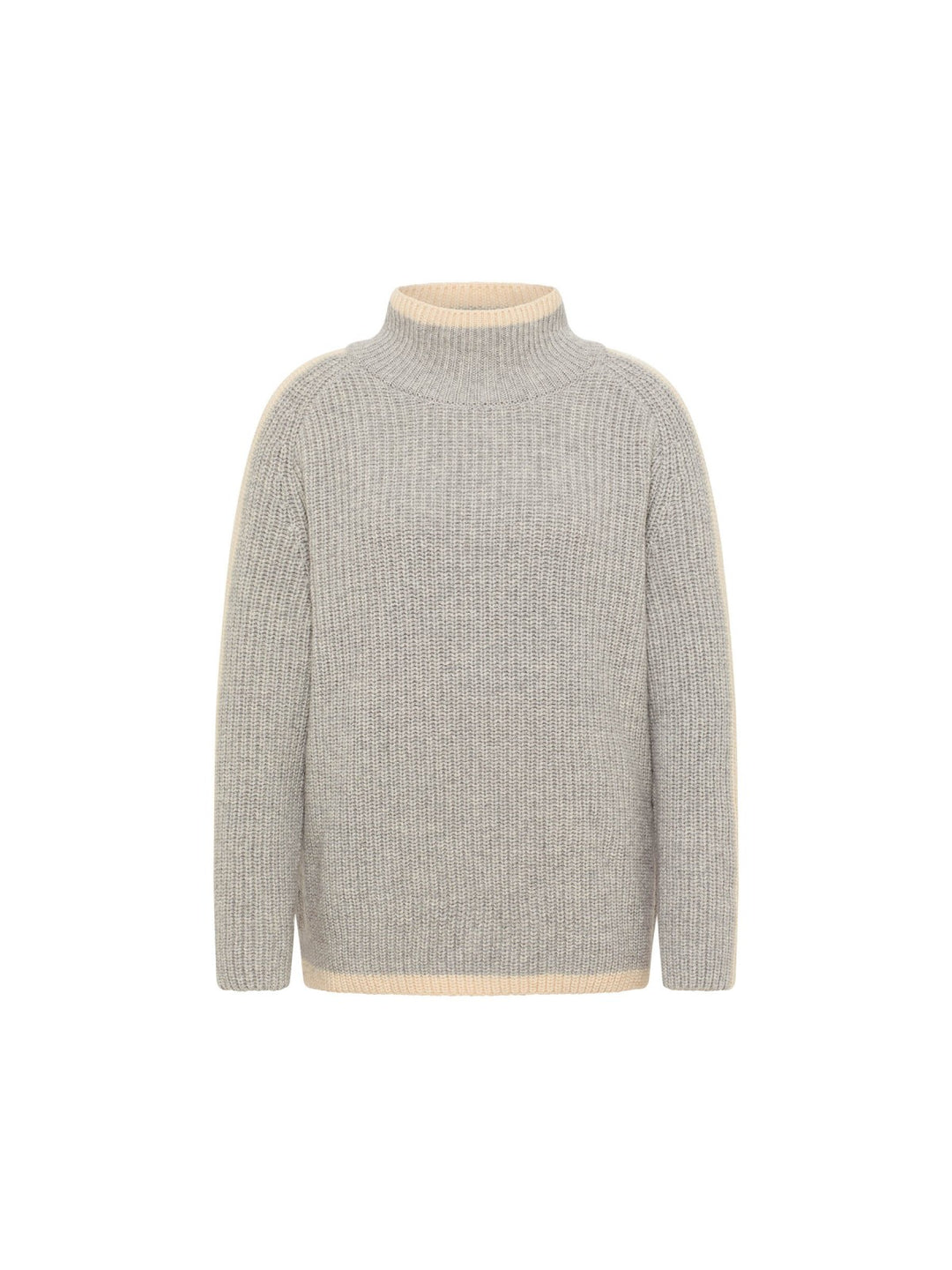 Pullover in Rippoptik Grey Melange/Offwhite