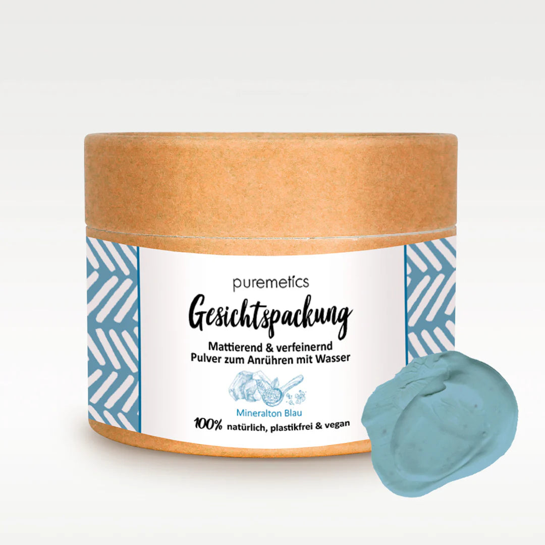 Tonerdemaske Gesichtspackung Mineralton Blau von Puremetics