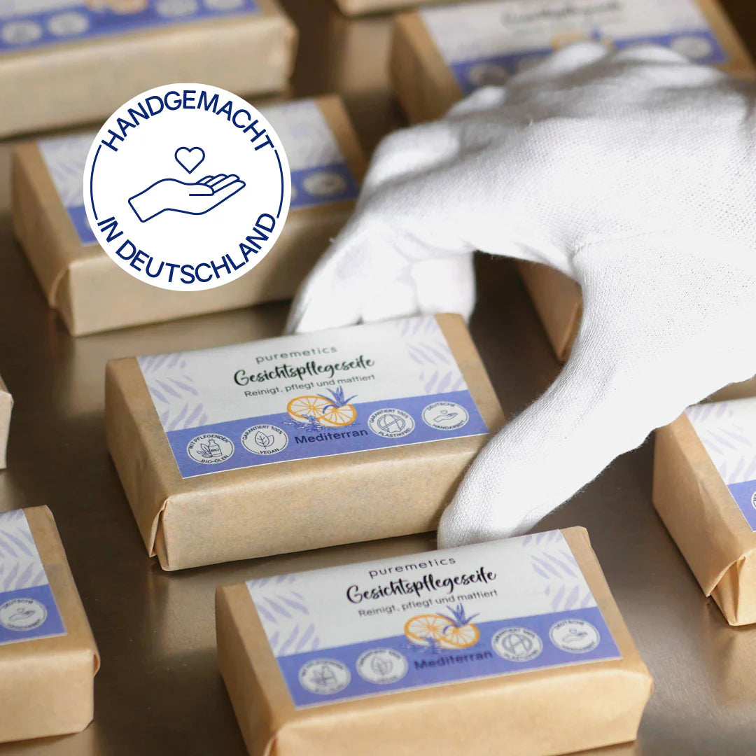 Gesichtspflegeseife Mediterran - Porentiefe Reinheit mit Bio-Ölen von Puremetics Infos 3