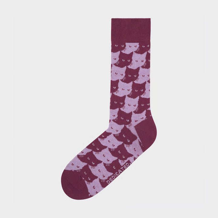 Socken Sigtuna Pepita Cats Burgundy von Dedicated