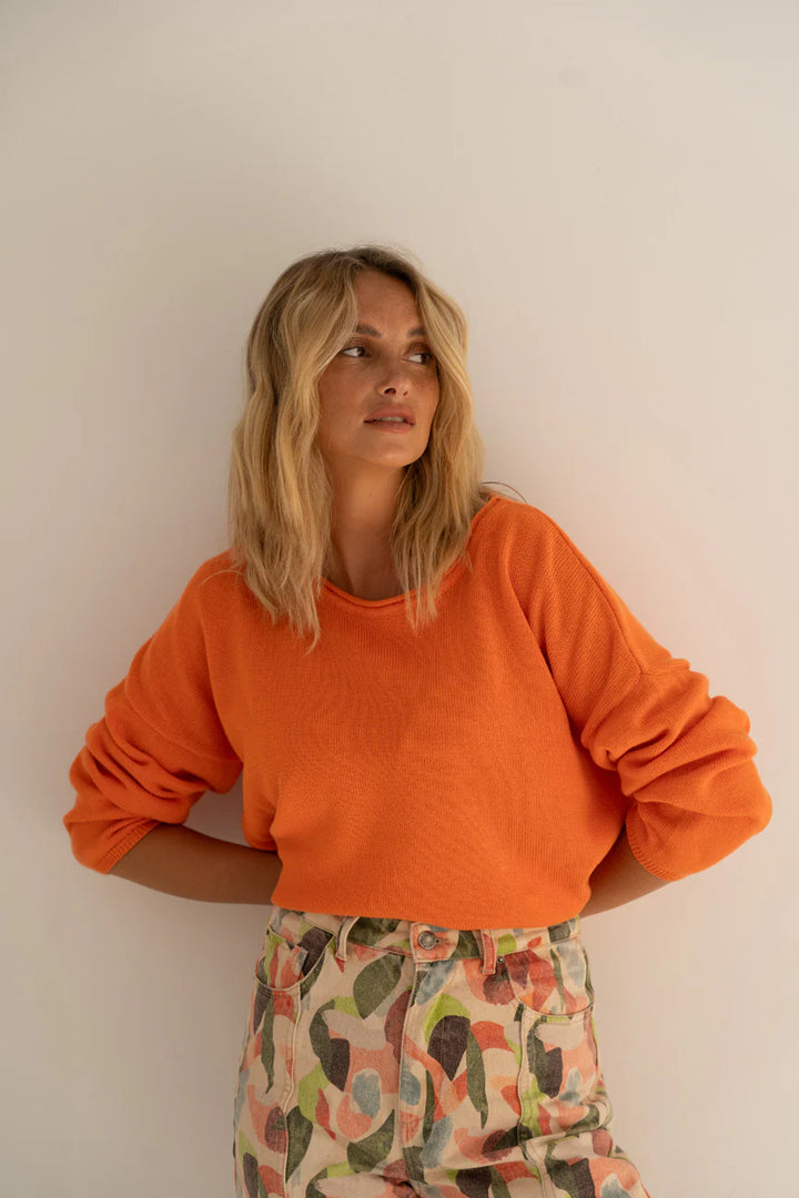 Sofie Cotton Sweater Orange von Näz 3