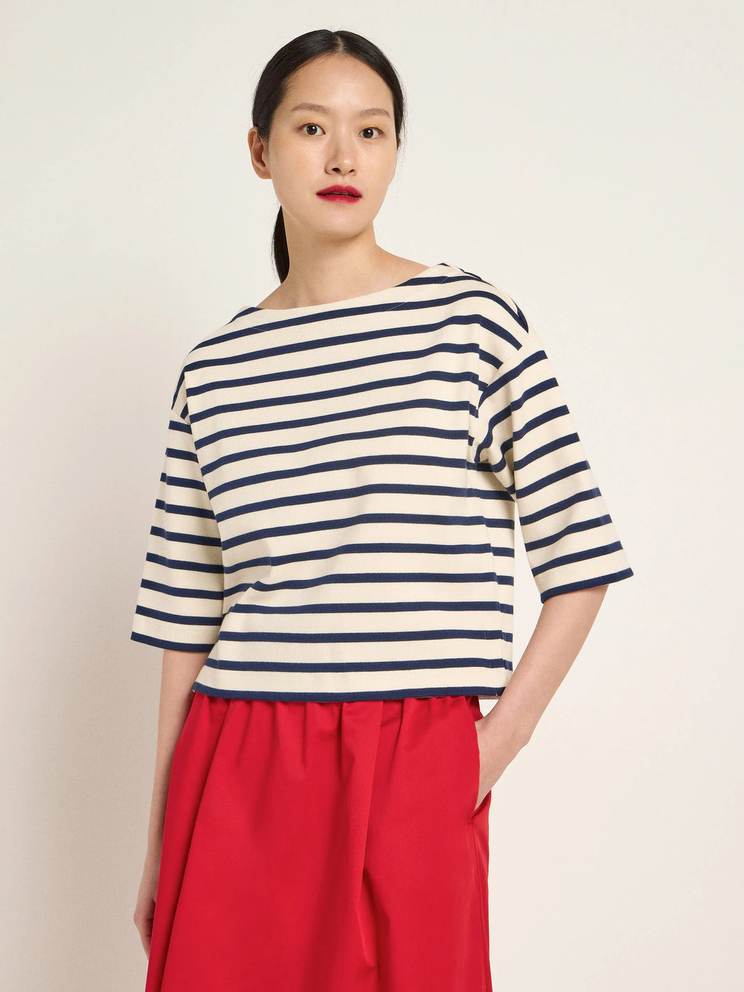 Streifenshirt GOTS Creme Midnight von Lanius 2