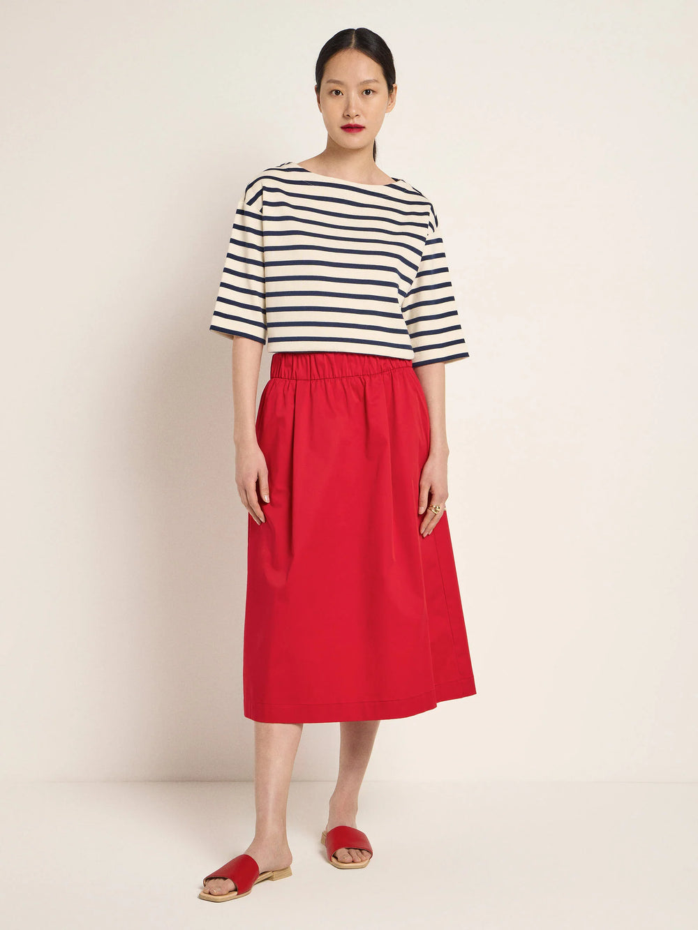 Streifenshirt GOTS Creme Midnight von Lanius