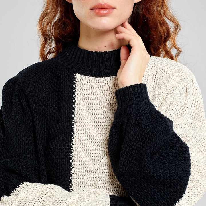 Strickpullover Knitted Rutbo Block Black/Vanilla White Model 1