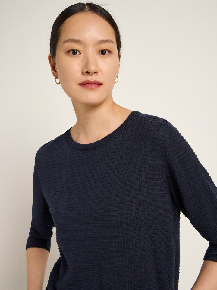 Struktur Halbarmpullover GOTS Midnight von Lanius 2