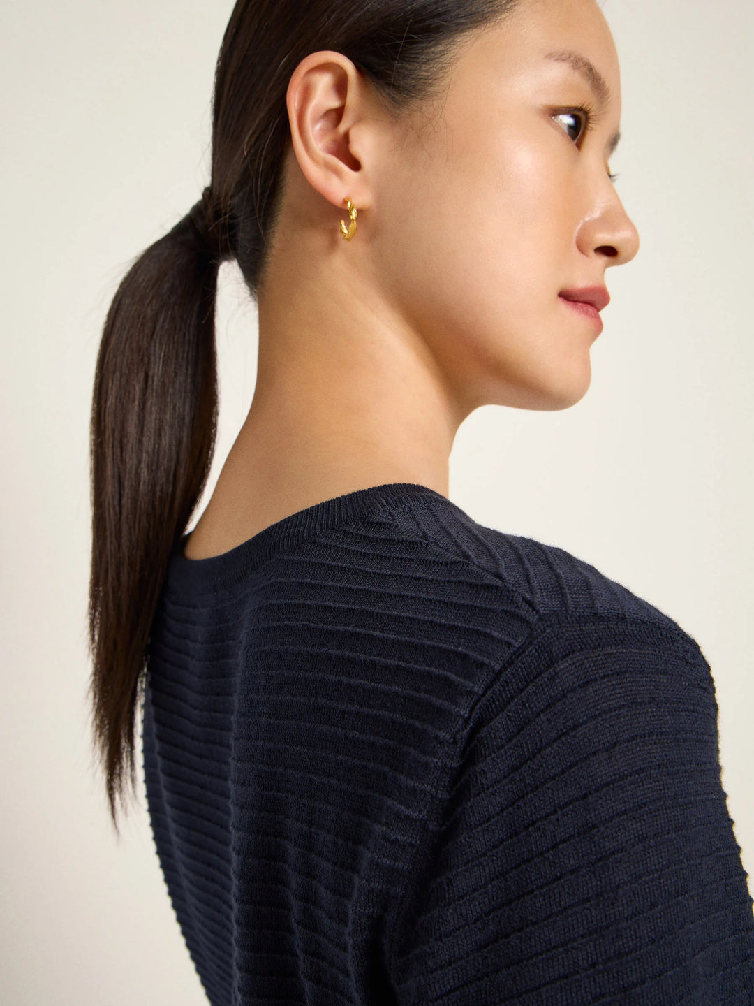 Struktur Halbarmpullover GOTS Midnight von Lanius 4