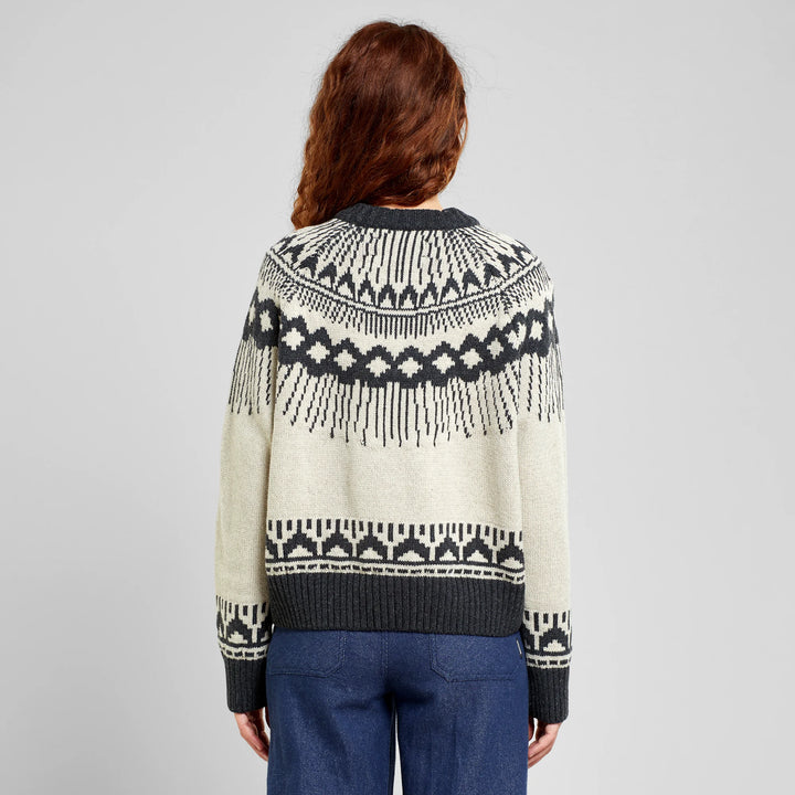 Sweater Senja Fair Isle Pearl White von Dedicated Model Rückseite