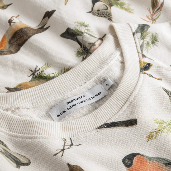 Swetshirt Ystad Autumn Birds Off White von Dedicated zoom Ausschnitt