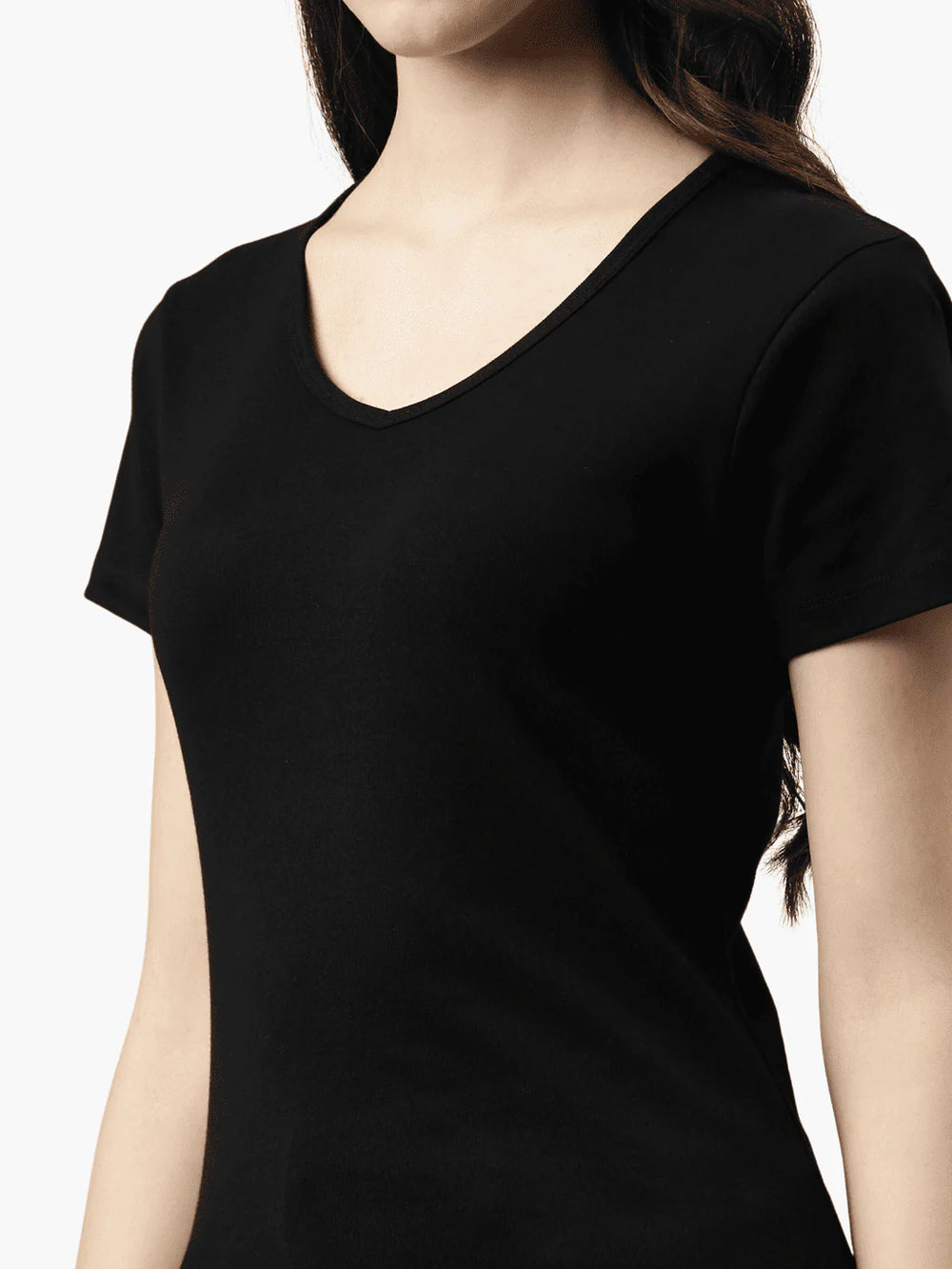 T-Shirt Ripp V-Neck Efia Schwarz Switcher Model 2