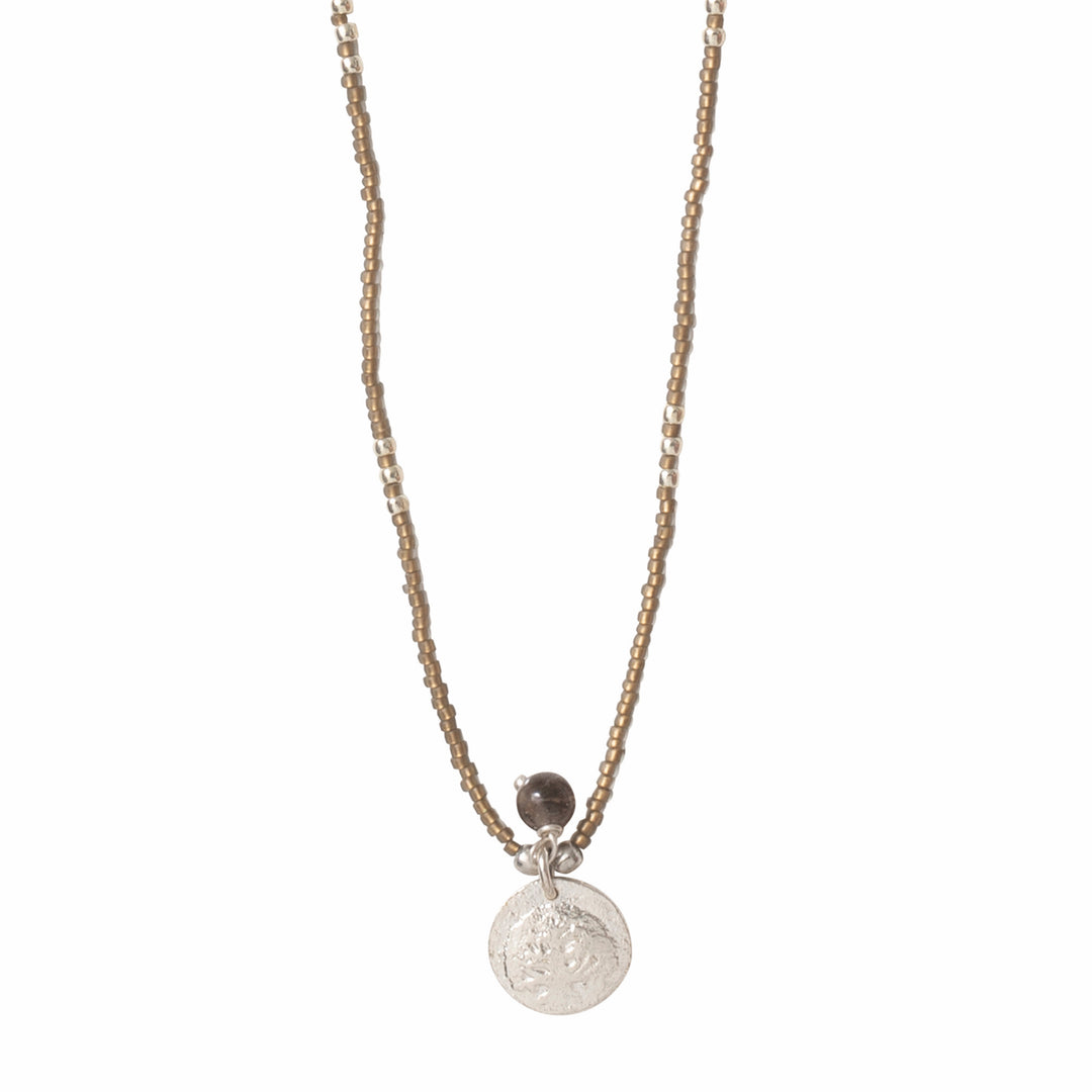 Timelesss Rauchquarz Silber Halskette mit Baum des Lebens Glücksbringer