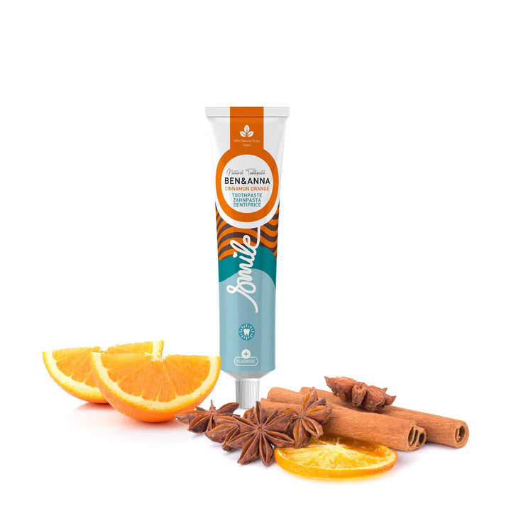 Zahnpasta Tube Cinnamon Orange mit Fluorid von Ben & Anna mit Früchte und Zimt