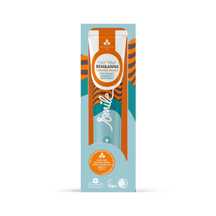 Zahnpasta Tube Cinnamon Orange mit Fluorid von Ben & Anna Verpackung