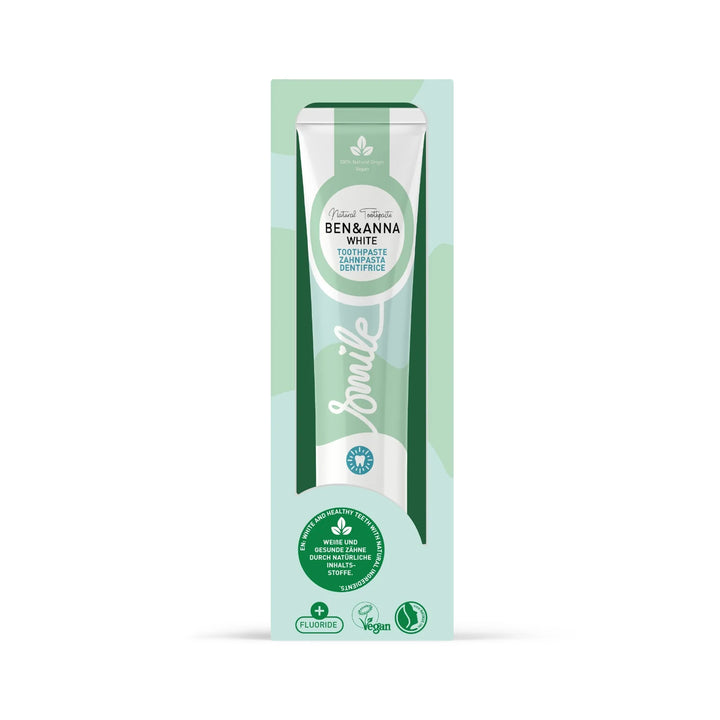 Zahnpasta Tube White mit Fluorid von Ben & Anna Verpackung