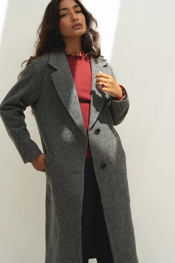 NAZ Noah Overcoat in Grey. Made with 100% Undyed Wool. Produced ethically in Portugal.