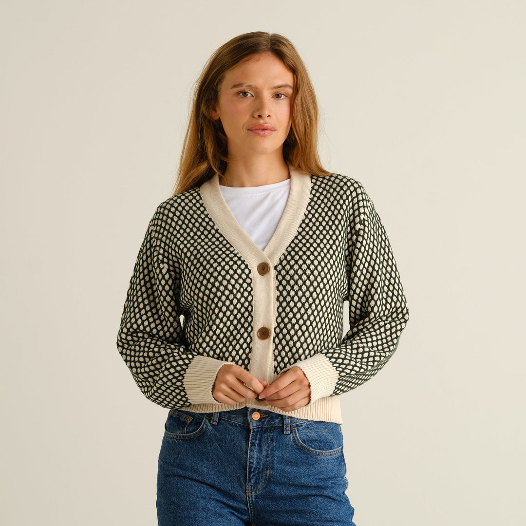 Cardigan Kanan Bubble Knit Dark Green von Dedicated 1