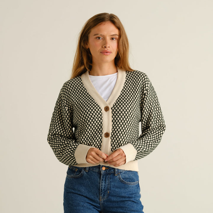 Cardigan Kanan Bubble Knit Dark Green von Dedicated 1