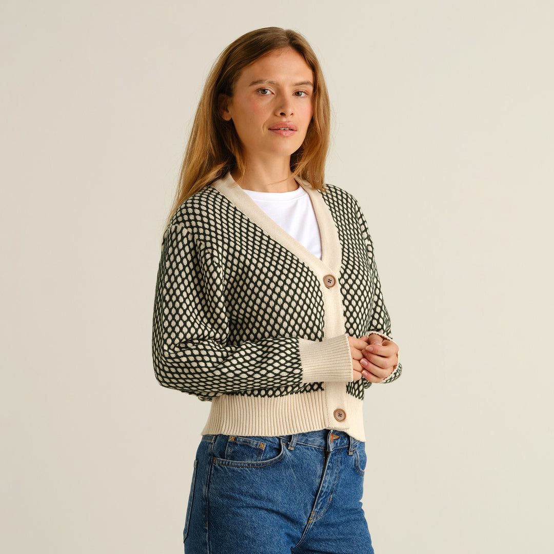 Cardigan Kanan Bubble Knit Dark Green von Dedicated 2