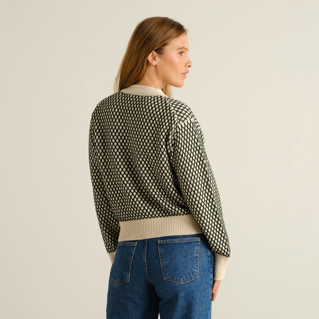 Cardigan Kanan Bubble Knit Dark Green von Dedicated 3