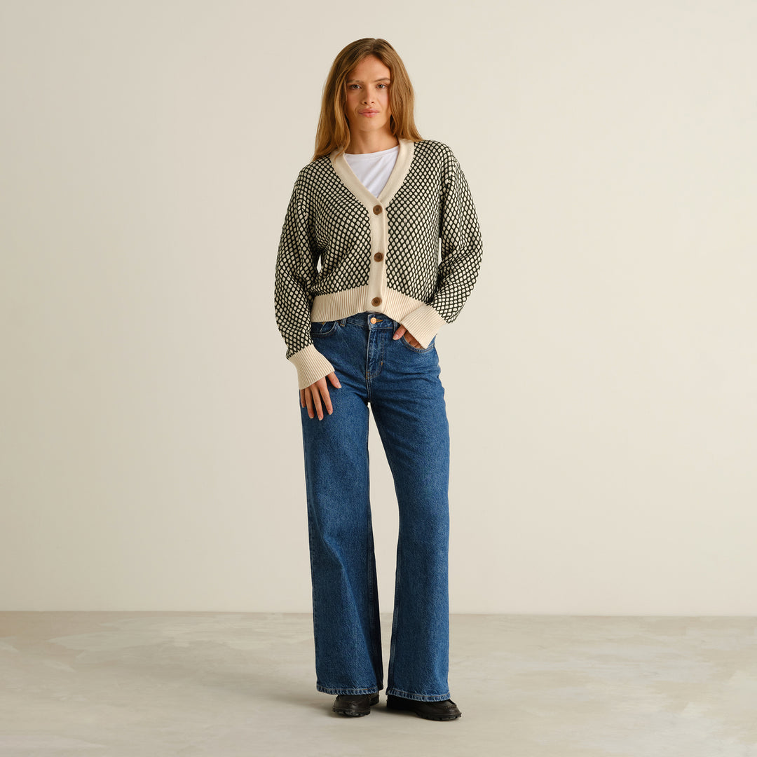Cardigan Kanan Bubble Knit Dark Green von Dedicated 4