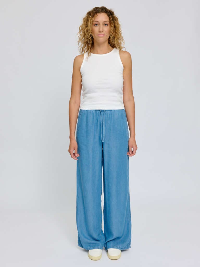 Hose Drawstring Tencel Pants Dark Blue Wash von Mazine 4