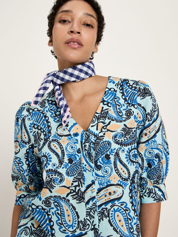 3/4 Arm Bluse GOTS Print Paisley Mint – LANIUS – Zweiblatt 1