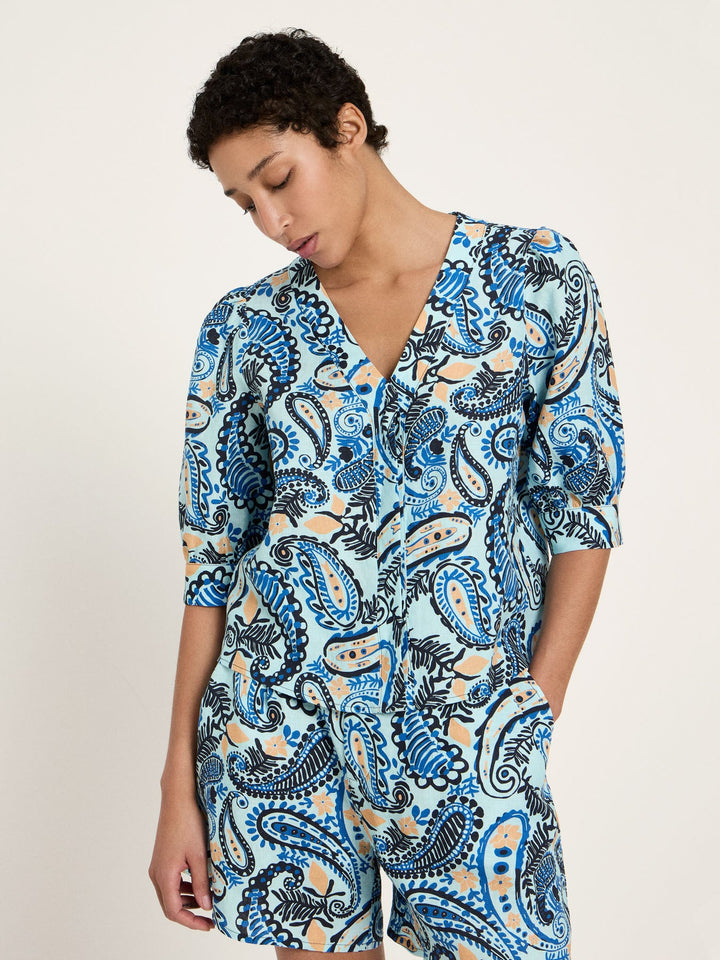 3/4 Arm Bluse GOTS Print Paisley Mint – LANIUS – Zweiblatt 5