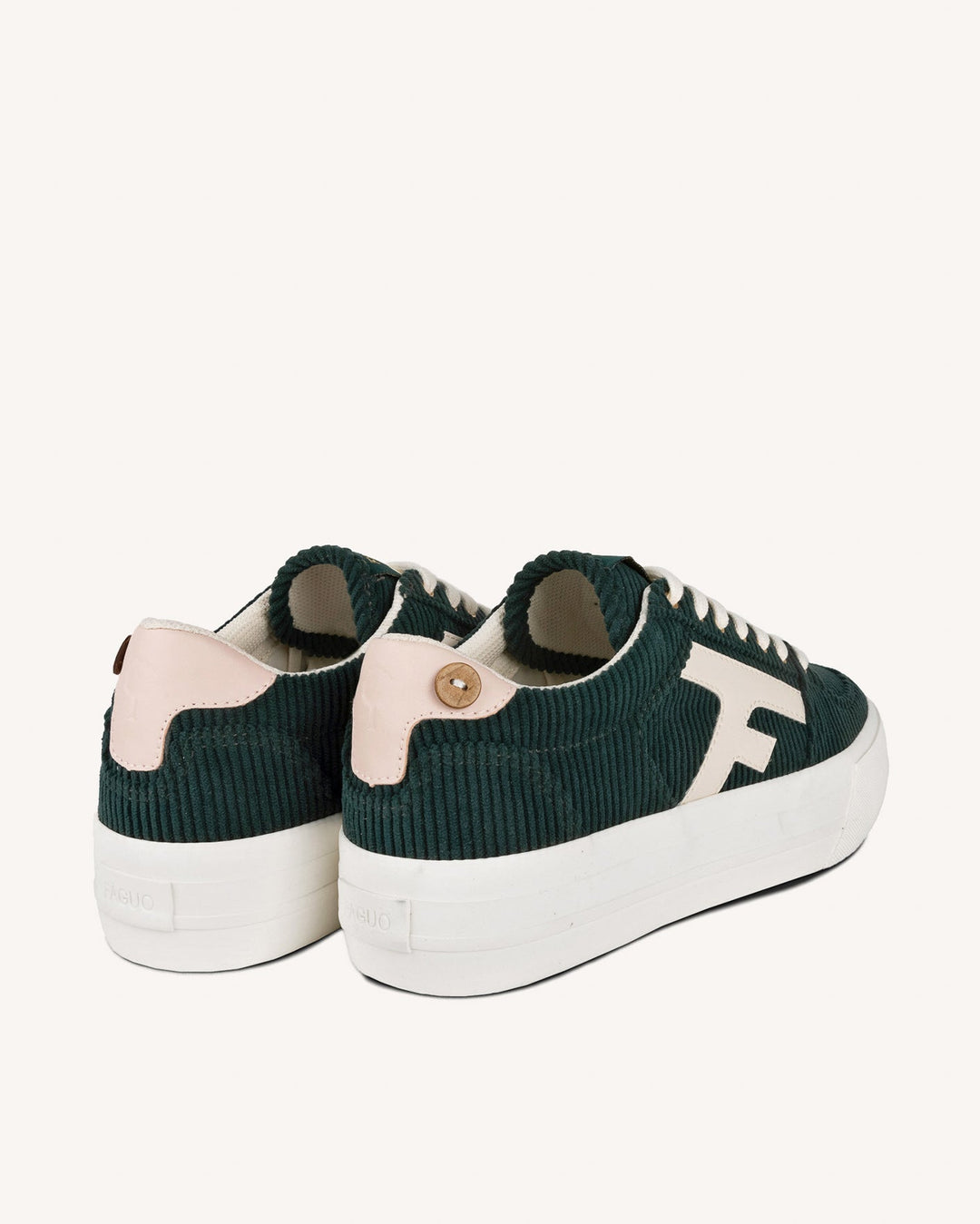 Schuhe Walnut Platform Smaragdgrün Ecru von Faguo 3