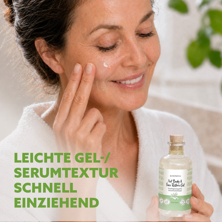 Anwendung Aloe Vera Gel für Gesicht und Körper – puremetics